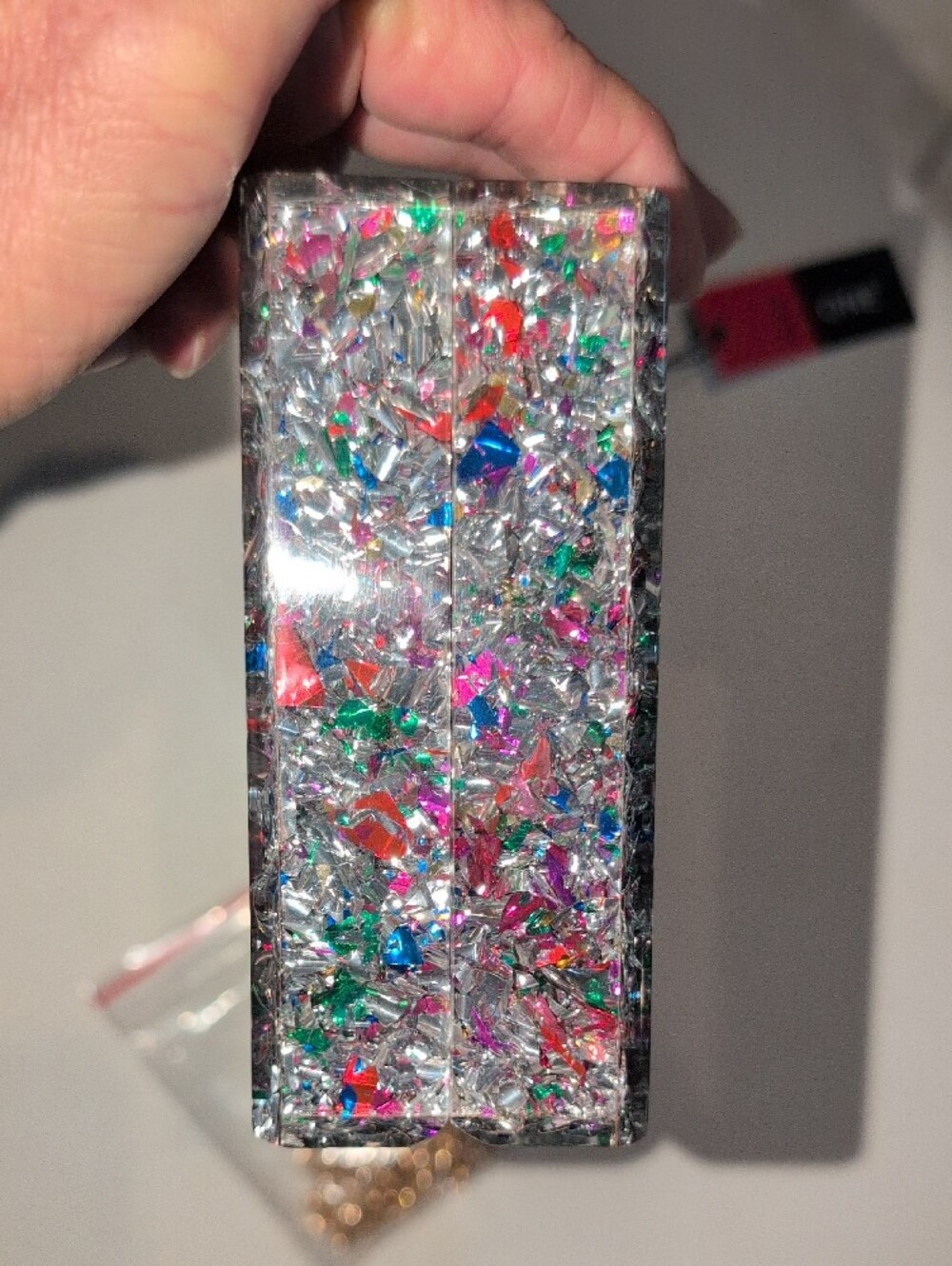 City Glitter Evil Eye Clutch - Silver Multicolor With Crossbody Strap - Picture 6 of 16
